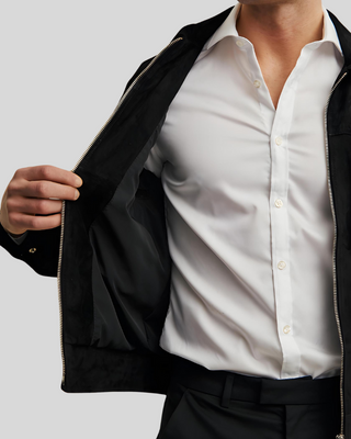 Alexander Black Suede Leather Jacket with Double Front Pocket 4