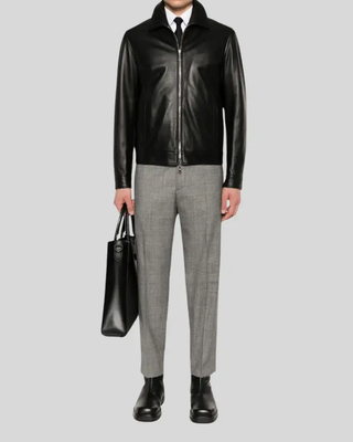 Full outfit with Jackson Black Slim Fit Leather Racer Jacket