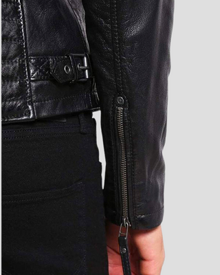 Greg Black Leather Racer Jacket 3