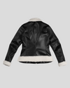 Cosmopolitan Contrast Sherpa Collar Black Leather Flight Jacket 3