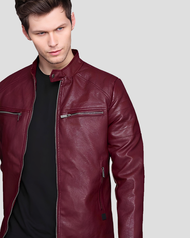 Y's for menレッドパイピング 段帰り ジャケット ネイビー サイズM Mens Santiago Red Quilted Leather Jacket – NYC Leather Jackets