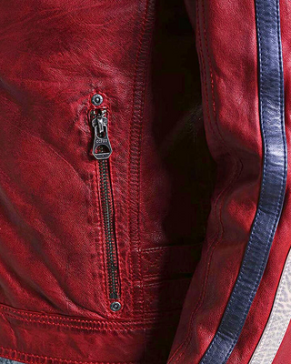 Steven Red Cafe Racer Leather Jacket 4