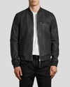 Denzel Black Bomber Leather Jacket