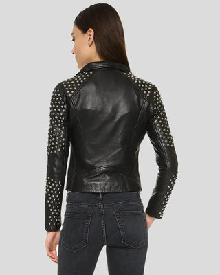 Taliyah Black Studded Leather Jacket 2