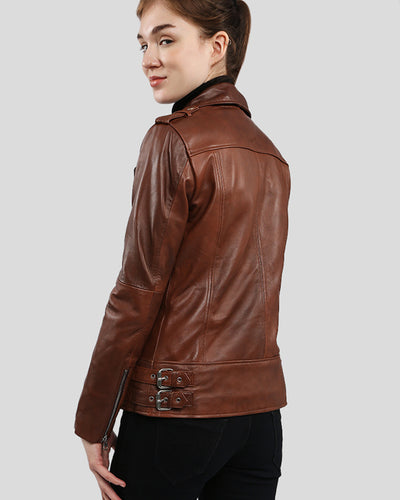 Gigi Brown Motorcycle Leather Jacket