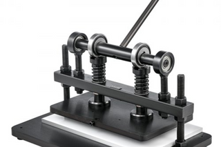 Heavy-duty leather die cutting machine with spring-loaded press system