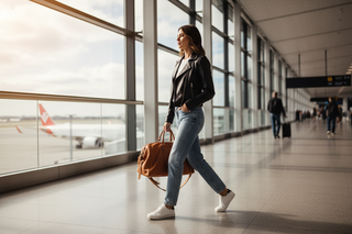 Leather Jacket Airport Outfits, Organized by the Kind of Flight You're Actually Taking