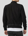 Luxe Noir Black Suede Bomber Leather Jacket