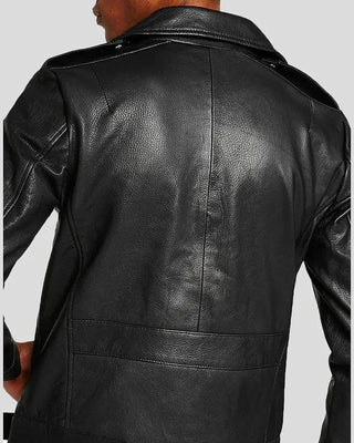Men's Anson Black Biker Leather Jacket – view 2