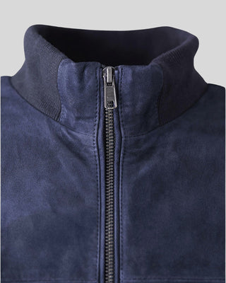 Men's Demir Blue Suede Bomber Leather Jacket – view 4