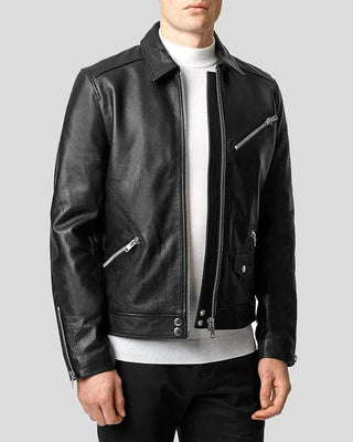 Men's Benn Black Motorcycle Leather Jacket