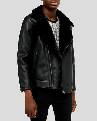 Men's Bard Black Shearling Leather Jacket