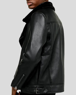 Men's Bard Black Shearling Leather Jacket – view 2