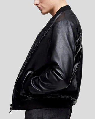 Men's Oliver Black Bomber Leather Jacket – view 3