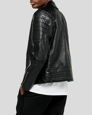 Men's Alpha Black Biker Quilted Leather Jacket – view 2