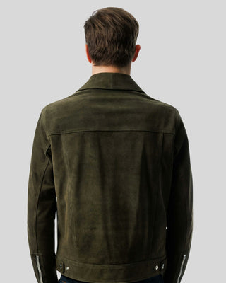Men's Atlas Olive Green Suede Leather Jacket – view 2