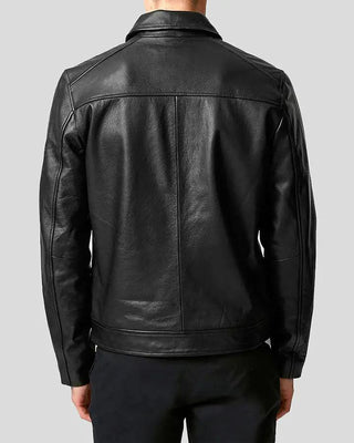Men's Benn Black Motorcycle Leather Jacket – view 3