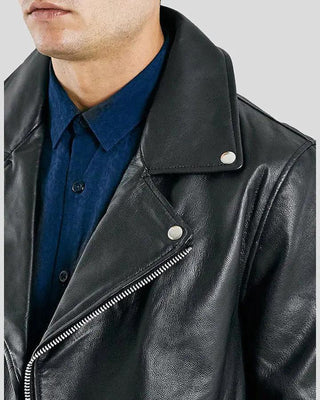 Men's Barden Black Motorcycle Leather Jacket – view 3