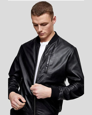 Men's Oliver Black Bomber Leather Jacket