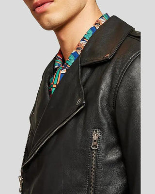 Men's Aydan Black Motorcycle Leather Jacket – view 3