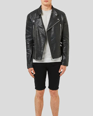 Men's Barret Black Motorcycle Leather Jacket – view 3