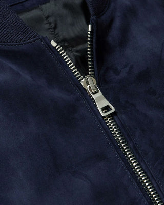Men's Baris Dark Blue Suede Bomber Leather Jacket – view 4
