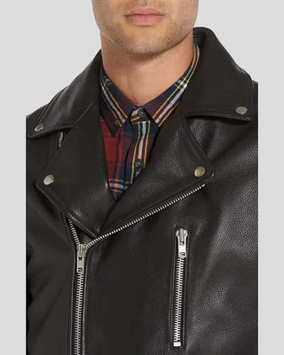 Men's Caden Black Biker Leather Jacket – view 4
