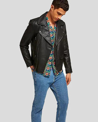Men's Aydan Black Motorcycle Leather Jacket – view 4