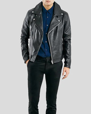 Men's Barden Black Motorcycle Leather Jacket – view 4
