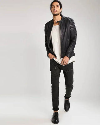 Men's Sung Black Quilted Leather Jacket