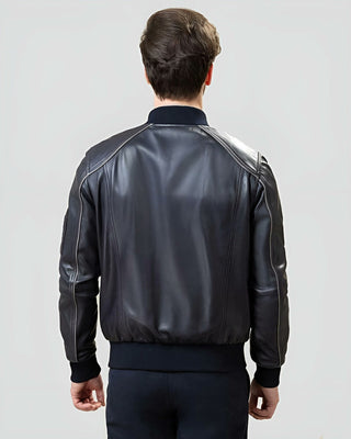 Men's Abramo Black Bomber Lambskin Leather Jacket – view 2
