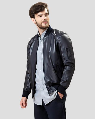 Abramo Black Bomber Lambskin Leather Jacket 4