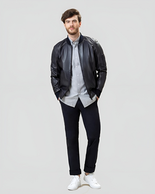 Abramo Black Bomber Lambskin Leather Jacket 5
