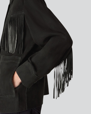 Aerenia Black Suede Fringe Jacket with Western Tassel 5
