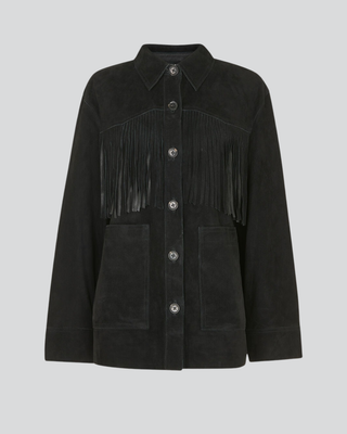Aerenia Black Suede Fringe Jacket with Western Tassel 6