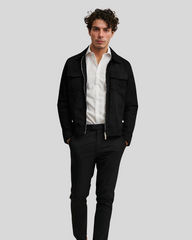 Alexander Black Suede Leather Jacket with Double Front Pocket 1