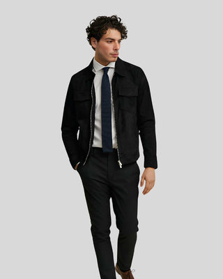 Men's Alexander Black Suede Leather Jacket with Double Front Pocket – view 3
