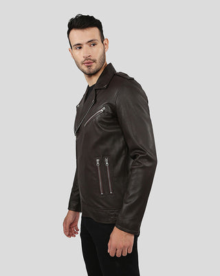 Men's Arlo Brown Motorcycle Leather Jacket – view 8