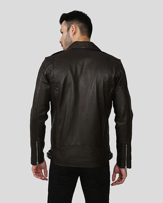 Men's Arlo Brown Motorcycle Leather Jacket – view 3
