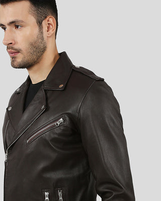 Men's Arlo Brown Motorcycle Leather Jacket – view 5