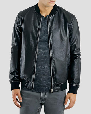 Men's Bailei Black Bomber Leather Jacket