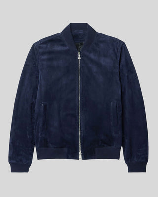 Men's Baris Dark Blue Suede Bomber Leather Jacket – view 2