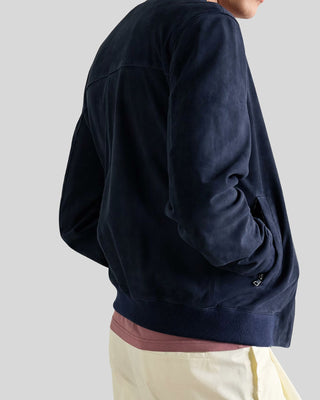 Men's Baris Dark Blue Suede Bomber Leather Jacket – view 3