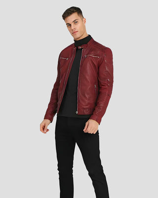 Men's Ben Red Biker Leather Jacket – view 3