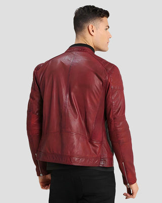 Men's Ben Red Biker Leather Jacket – view 2