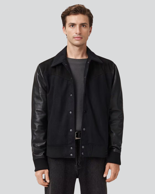 Charm Black Suede Hybrid Jacket with Leather Sleeves 1