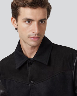 Charm Black Suede Hybrid Jacket with Leather Sleeves 2