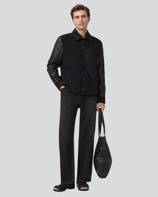 Charm Black Suede Hybrid Jacket with Leather Sleeves 3