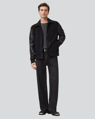 Charm Black Suede Hybrid Jacket with Leather Sleeves 4