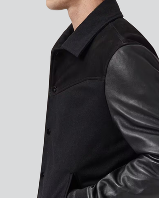 Charm Black Suede Hybrid Jacket with Leather Sleeves 5